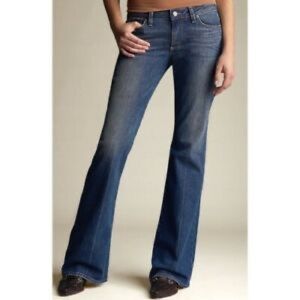 PAIGE "Robertson" Mid-Rise Wide Leg Blue Jeans